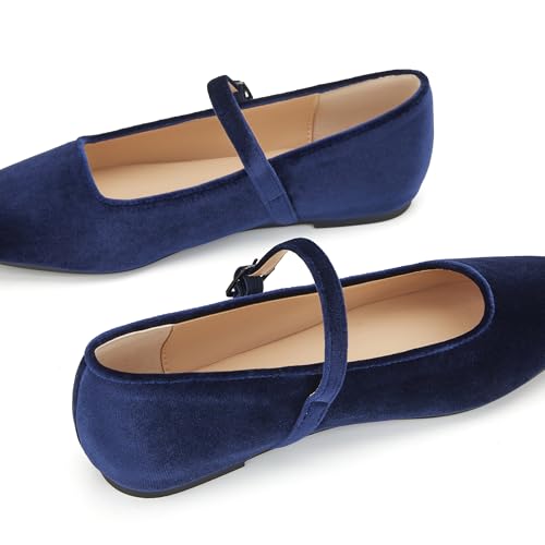 Image of Trary Mary Jane Shoes Women Woven Flats for Women Dressy Ballet Flats Squared Toe Mary Jane Flats Shoes