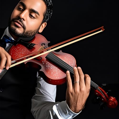 Image of Poseidon Full Size 4 /4 Violin Set for Beginner Student, Christmas Red