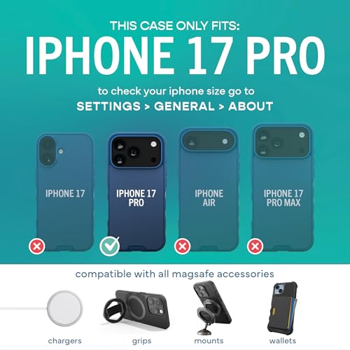 Image of Smartish iPhone 17 Pro MagSafe Case - Gripmunk Magnetic Slim Case [Lightweight + Protective] Thin Grip Cover with Microfiber Lining for Apple iPhone 17 Pro - Blues on The Green