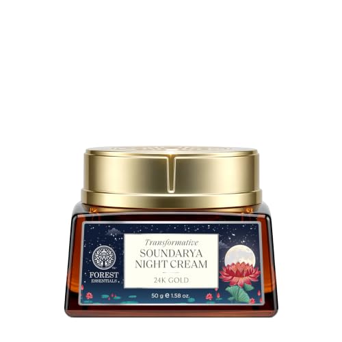 Image of Forest Essentials Bestselling Soundarya Night Cream with 24K Gold | Anti-Ageing Overnight Repair| With Bakuchiol & Hyaluronic Acid | Restorative & Nourishing