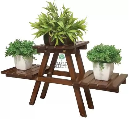SMARTS COLLECTION Wooden Plant Stand for Balcony Living Room Indoor Outdoor Plant Stand Foldable Display Rack Storage Rack for Patio Garden Yard (3 Tier, Brown) Solid Wood Side Table (B0CVRQ8ZDV) Amazon Price History, Amazon Price Tracker