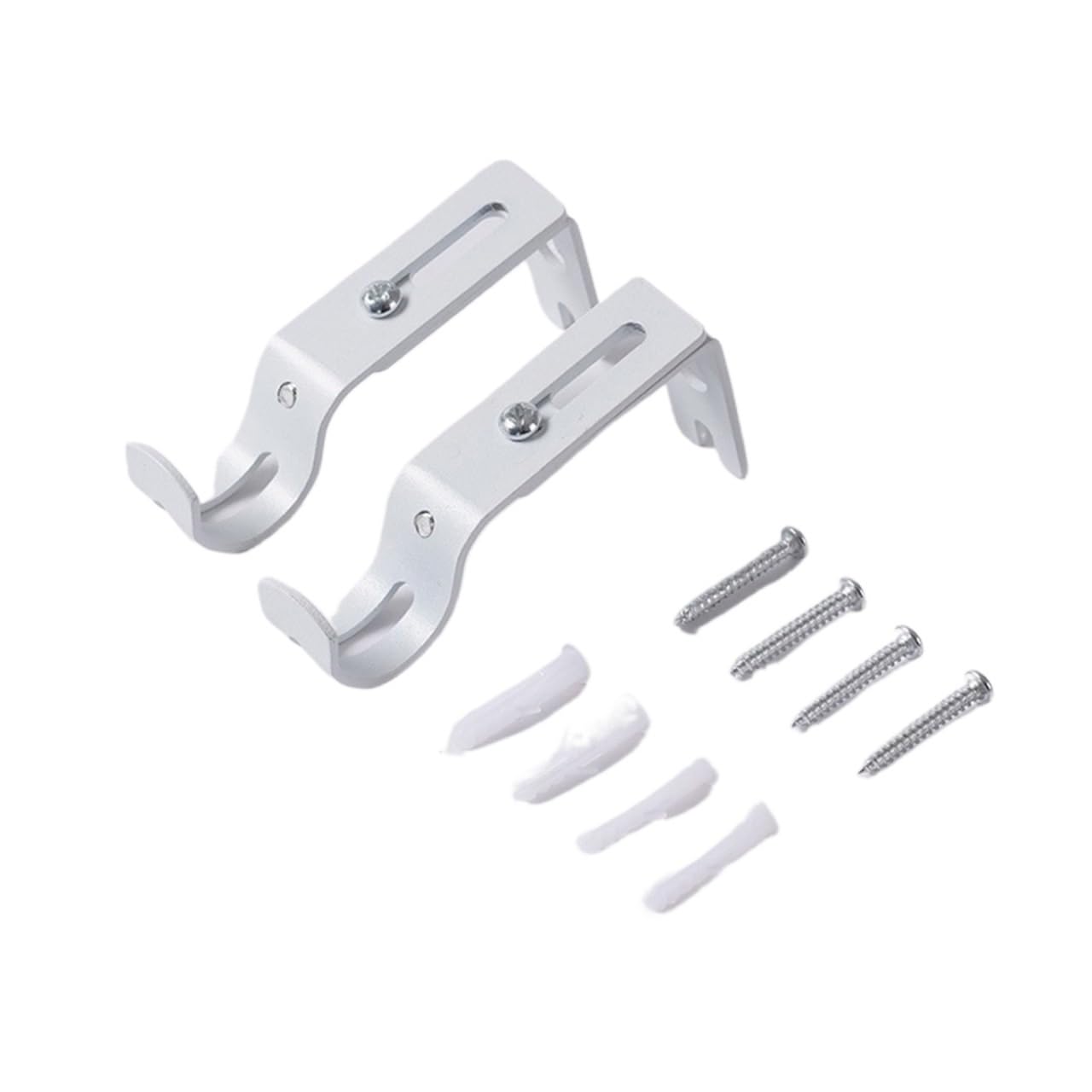Gbrcen Curtain Rod Brackets 4pcs Wall-mounted Curtain Rod Support Extendable Metal Roman Pole Bracket Universal Adjustable Hanging Hook For Bedroom Dormitory(White)