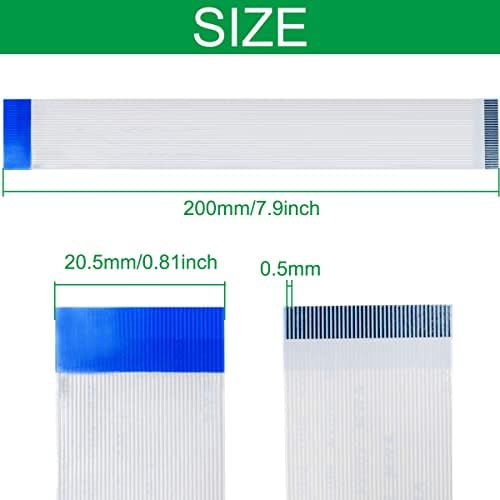 Xiatiaosann Flex Ribbon Cable 40 Pin FFC FPC for LCD TV Car Audio DVD Player Screen Laptop, Flexible Extension Cable 20cm 0.5mm with Double Sided Adhesive Tape, 20pcs