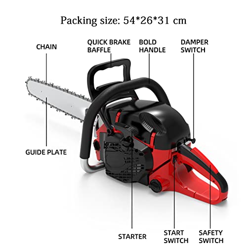 ZHANGTAOLF Kettensäge 58CC 2-Takt-Kettensäge mit Gasantrieb, 20-Zoll-Kettensäge, handgeführte Benzin-Kettensäge für… – Bild 8