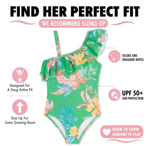 Image of Kanu Surf Girls Morgan Floral Ruffle 1-Shoulder 1-piece Swimsuit