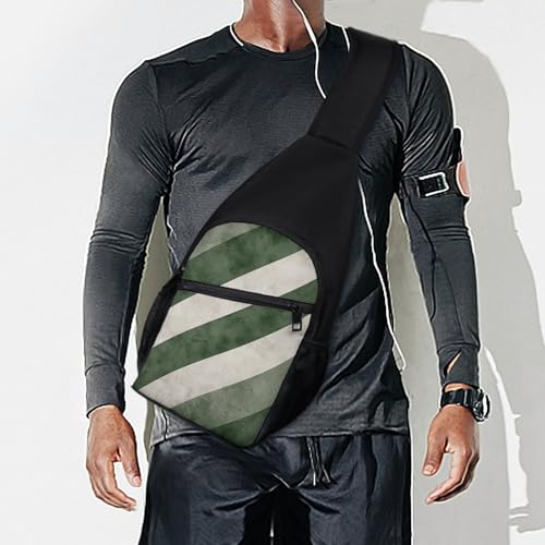 Sling Bag para Hombre y Mujer Verde con Rayas Diagonales miniatura 7