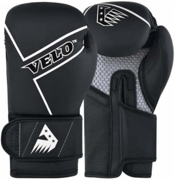 VELO Boxing Matte Leather Muay Thai Training Sparring Punching Bag Mitts kickboxing Fighting Gloves for Punch Bag | Focus Pad | Arm kick Pad (White, 12oz)