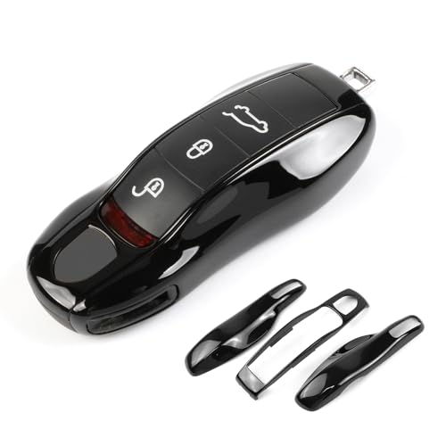 Aojezoor Piano Black Key Fob Cover Compatible with Porsche Key Shell Key Fob Shell Replacement Compatible with Porsche Cayenne Panamera 911 718 Macan Boxster Cayman Old Style by Aojezoor - Used condition - US$17.61