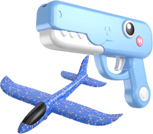 Image of Airplane Launcher Gun Toy for Kids 3+ Years, Foam Glider Catapult Plane Launcher Set, Flying Aircraft Shooting Toy, Heavy Quality Dinosaur Print(Multicolor)