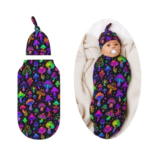 Image of Mushroom Swaddle Blankets Newborn Receiving Blanket Baby Swaddle Wrap Soft Sleeping Sack for Baby Girls Boys