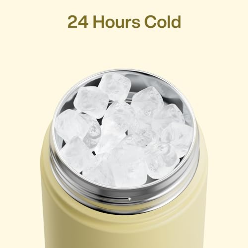 Image of ENCOOL Insulated Water Bottle with Straw Stainless Steel Water Bottle, Leak-Proof, BPA-Free, Double Wall Vacuum Keeps Cold for 24 Hours for Sports, Travel, School (26 oz, Light Vanilla)