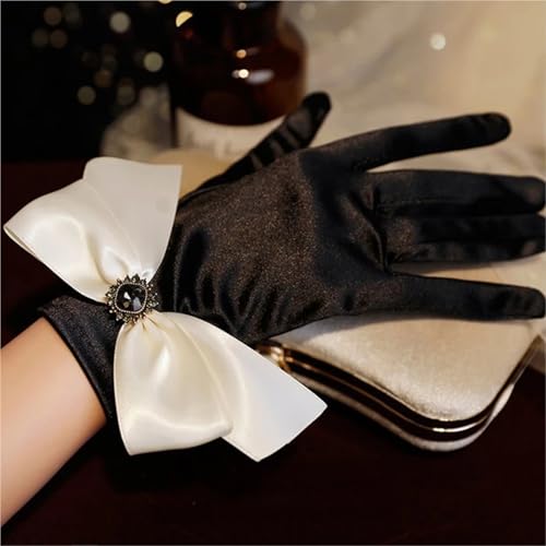 Short Satin Gloves 2 Pairs Vintage Gloves Satin Thin Stage Banquet Bride Accessories Gloves Women for Wedding Party4