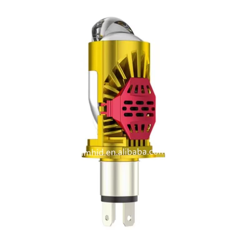 Image of RTD LED Projector Headlight Bulb, H4 Dual Lens Design, High /Low Beam, (set of 1), Gold And Red