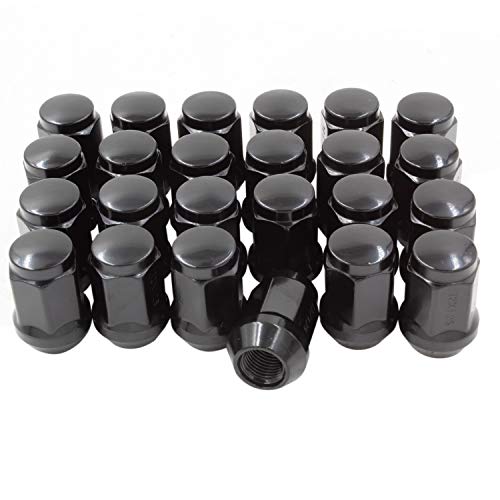 Wheel Accessories Parts Set of 24 Black 12x1.25 Lug Nuts Closed End Bulge Acorn Lug Nut Style 1.38