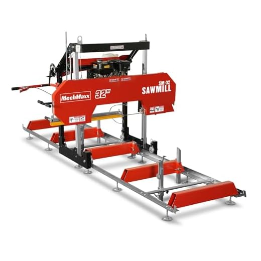 MechMaxx 32" inch Portable Sawmill, 420cc 15HP E-Start Gasoline Engine, 29" Board Width, 13' Track Length, Model SM-32