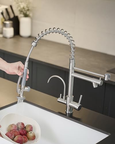 Image of Fapully 3 in 1 Faucet for Kitchen Sink, 3 Way Kitchen Faucets with Sprayer