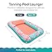 Aqua Inflatable Tanning Pool Lounger – Large (71 x 48 in) – Premium Pool Float with Cupholders and Removeable Pillow for Relaxation and Fun, Pink Flower Coral