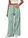 Acelitt Womens Casual Striped Color Block Pants Drawstring Elastic Waist 2025 Fall Fashion Comfy Loose Wide Leg Pants Trousers with Pockets Light Green Medium