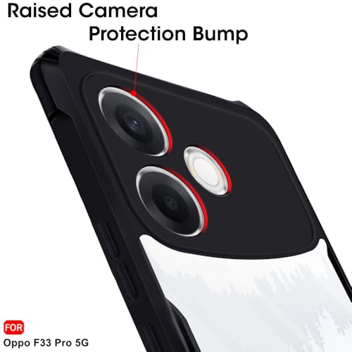 Image of TheGiftKart Shockproof Crystal Clear Back Cover Case for Oppo F33 Pro 5G | 360 Degree Protection | Protective Design | Transparent Back Cover Case for Oppo F33 Pro 5G (PC & TPU, Black Bumper)