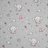 Farben: Weiß Rosa Grau Hellblau Pink Beige / Muster: Elefant Sterne Mond Herzen Wolken