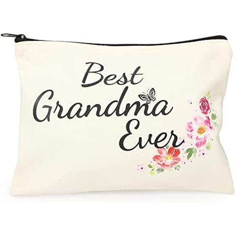 Gifts for Women, Personalized Make up Bag Birthday Gifts, Cosmetic Bag Organizer Mini Pouch for Purse Girls Christmas Gifts, White, For Grandma Cover