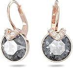 SWAROVSKI Bella V Pierced Earrings, Gray Crystals with V-Shaped Crystal Pavé Accent on Rose-Gold Tone Finish Setting, Part of the Swarovski Bella Collection