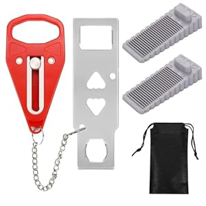 Portable Door Lock, Travel Door Lock for Hotel Rooms, Enhanced Security with Door Stopper and Storage Bag, Ideal for Solo Travelers, Students, and Safety-Conscious Households
