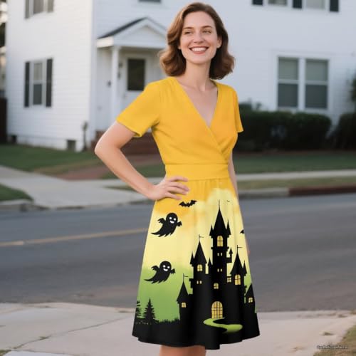 Image of Women's Summer Dresses Short Sleeve Formal Dresses with Pockets