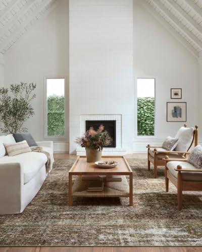 Loloi Amber Lewis Billie Collection, Tobacco & Rust 2'-6" x 9'-6" Area Rug – Antique & Distressed Accent Rugs for Living Room, Bedroom, Entryway & Hallway, No Shed High Traffic Area Home Decor Rug