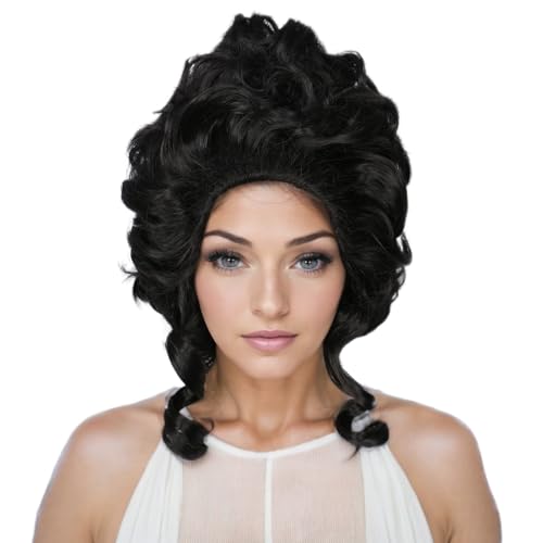 Image of Linfairy Short Black Retro Vintage Wig Big Bouffant Beehive Wigs for Women fits 50s 80s Halloween Costume
