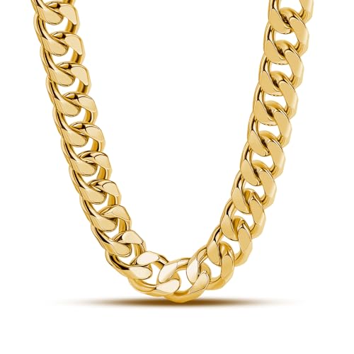 Dankadi Men Italian 925 Sterling Silver Necklace 8-10-12MM Solid Miami Cuban Link Chain 18 "20" 22 "24" 26" 28 "30 "Man Women Jewelry Gift (22 inch, 10MM Gold Smooth)