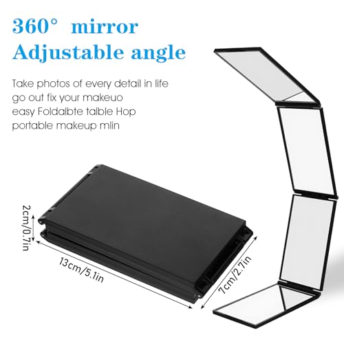 Espejo plegable rectangular para maquillaje 360 grados miniatura 2