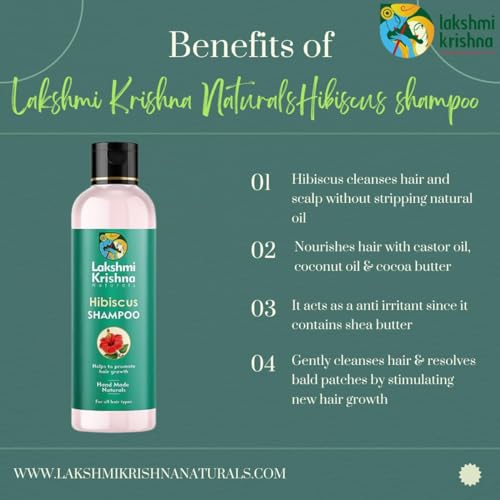 Image of Lakshmi Krishna Naturals Hibiscus Shampoo - 200 ml with Hibiscus, Lavender buds, Neem leaves || Shampoo - Nourish and Strengthen Hair ||