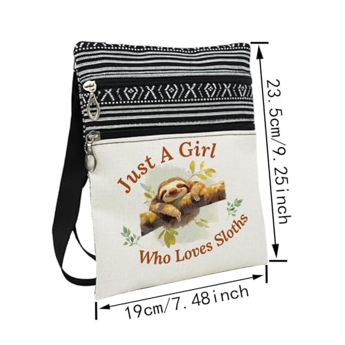 Just Love Sloths Messenger Bag Small Ethnic Pattern Printed Adjustable Strap Crossbody Zipper Bag Phone Bag Wallet Cute Shoulder Handbag for Sloth Lovers Women Friends2