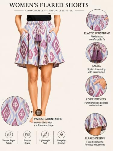 Image of B STORIES Women's Viscose Printed Lounge Culotte Shorts (Pack of 2)
