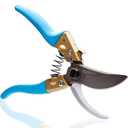 Pruning Shears Casfuy SK-5 Steel Blade Bypass Pruner with PTFE Coating and Safety Lock for Garden
