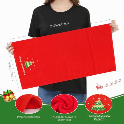 Miniatura 2 de Freecon Paquete De 3 Toallas De Mano De Navidad, 100 Algodón, Toalla De Baño Suave Y Bordada Para Baño, Súper Absorbente, Bonito Juego De Decoración Navideña Para El Hogar 13 X 29 Pulgadas