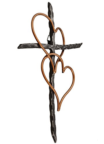 Old River Outdoors Entwined Hearts Decorative Metal Wall Cross - Joined Two Hearts, One Love Promises Kept #TOP1