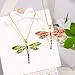 Lauren-Spencer Colorful Dragonfly Pendant Necklace, Stainless Steel Gold Plated Necklace for Women, Nature Inspired Fashion Accessory Gift (Style G)