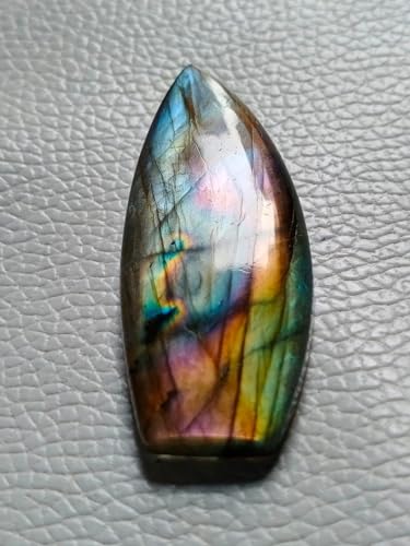 Labradorite naturelle 50x19x5mm plate : finis les cabochons instables - 4