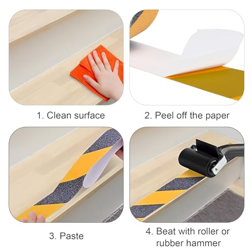 Image of Anti Slip Tape for Stairs Outdoor /Indoor Waterproof Heavy Duty Grip Tape 2 inch x 59Ft Safety Non Skid Roll for Stair Steps Ramp Traction Tread Staircases Grips Adhesive Non Slip Strips Walk, Black&Yellow
