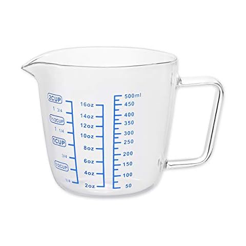 SCSpecial Measuring Cup Glass 500 ml Measuring Jug Multi-Purpose Measuring Mug for Liquid, 2-Cup Cover