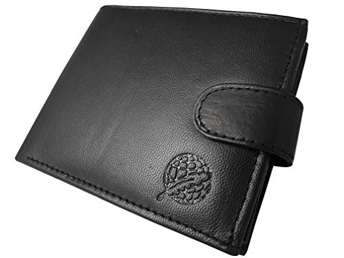 Preisvergleich Produktbild Roamlite Herren Geldbörse Weiches Leder - Leder Brieftasche - 9 Kreditkartenfächer - 2 Geldscheinfächer - Münzfach mit Druckknopf - 2 Fotofenster - RL374K (Schwarz)