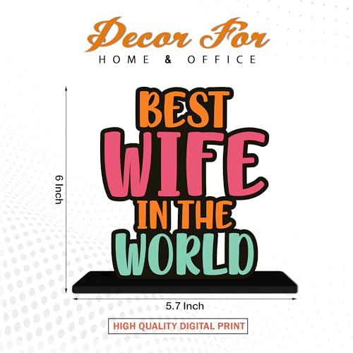 Image of Artvibes Best Wife in the World Quotes Table Decor for Office Desk | Home Decoration Items | Living Room | Modern Art Wooden Showpiece Decorative Gift Item (SP 1178)
