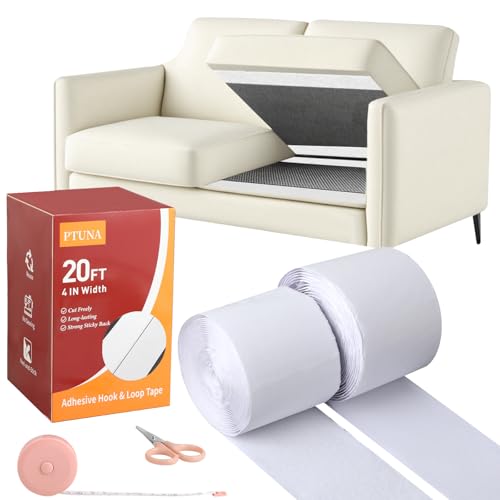 Image of 20Ft *4 Inch Hook and Loop Tape with Adhesive Back, Heavy Duty Double Sided Adhesive Strips, Strong Sticky Strips Roll for Home /Office /School /Car, White