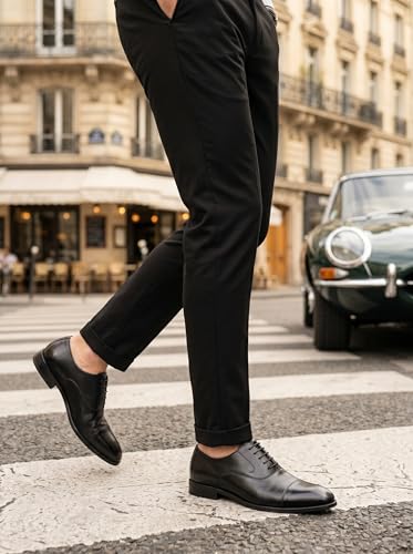 Image of erke Men's Slim Fit Formal Trouser with 4-Way Stretch | Lycra Blend Wrinkle Resistant Office Chinos for Men | Mid Rise Tapered Trousers for Men