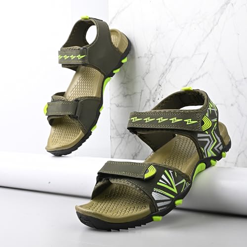 Image of Centrino Men's Phylon Sandals |Adjustable Velcro Strap Athletic Sandals |Geometric Wave Pattern Open Toe|Durable Rubber Sole Outdoor Water Sandals for Summer Beach Hiking Walking & Casual Wear (9352)