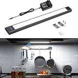 WOBANE Luz Led Cocina Bajo Mueble Negro, 30 cm Regulable Barra Luz Armario con Sensor sin Contacto, Luces Cocina Debajo Mueble Enchufable, Luz Led Adhesiva para Encimera, Blanco Frío 6000K