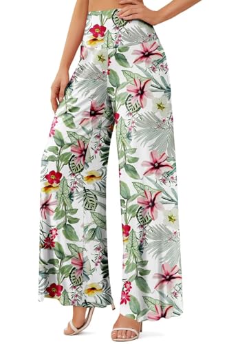 JZC Women's Palazzo Lounge Pants Stretchy Wide Leg Casual Pants Comfy High Waist Flowy Pants S-3XL