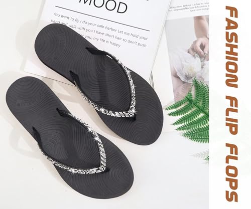 Image of KuaiLu Women's Rhinestone Flip Flops Arch Support Yoga Mat Cushion Sandals